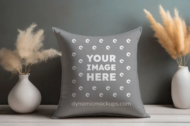 Gray Square Pillow Cover Mockup Template