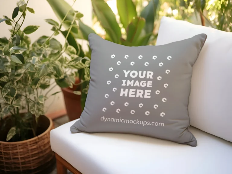 Gray Square Pillow Cover Mockup Template