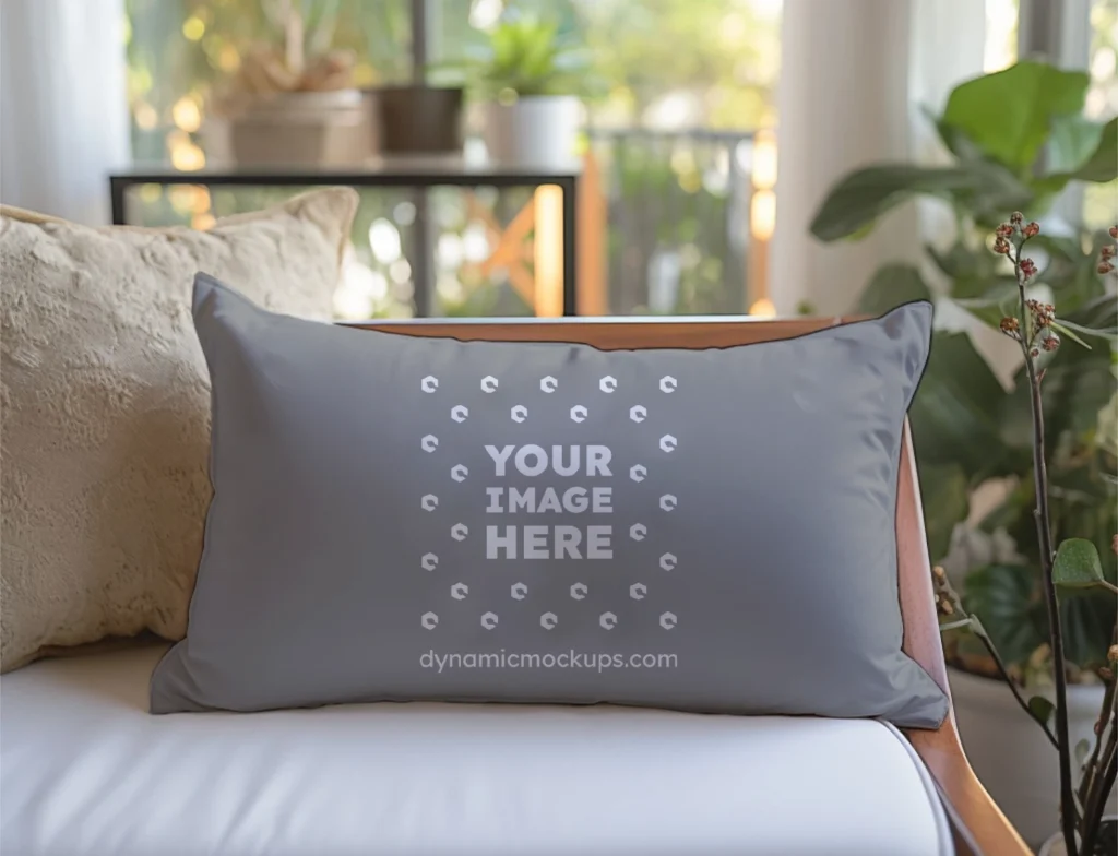 Gray Square Pillow Cover Mockup Template