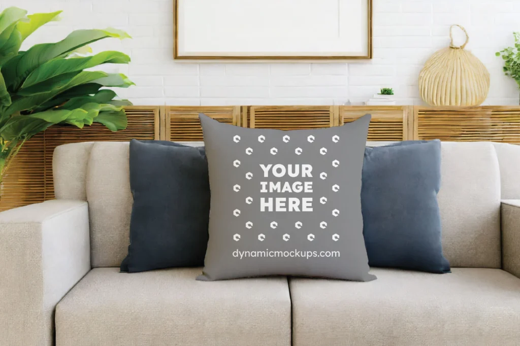 Gray Square Pillow Cover Mockup Template