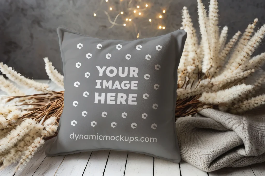 Gray Square Pillow Cover Mockup Template