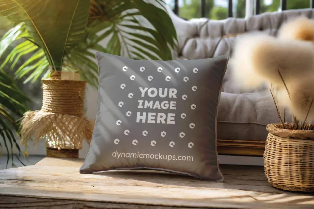 Gray Square Pillow Cover Mockup Template