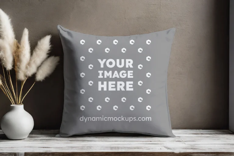 Gray Square Pillow Cover Mockup Template