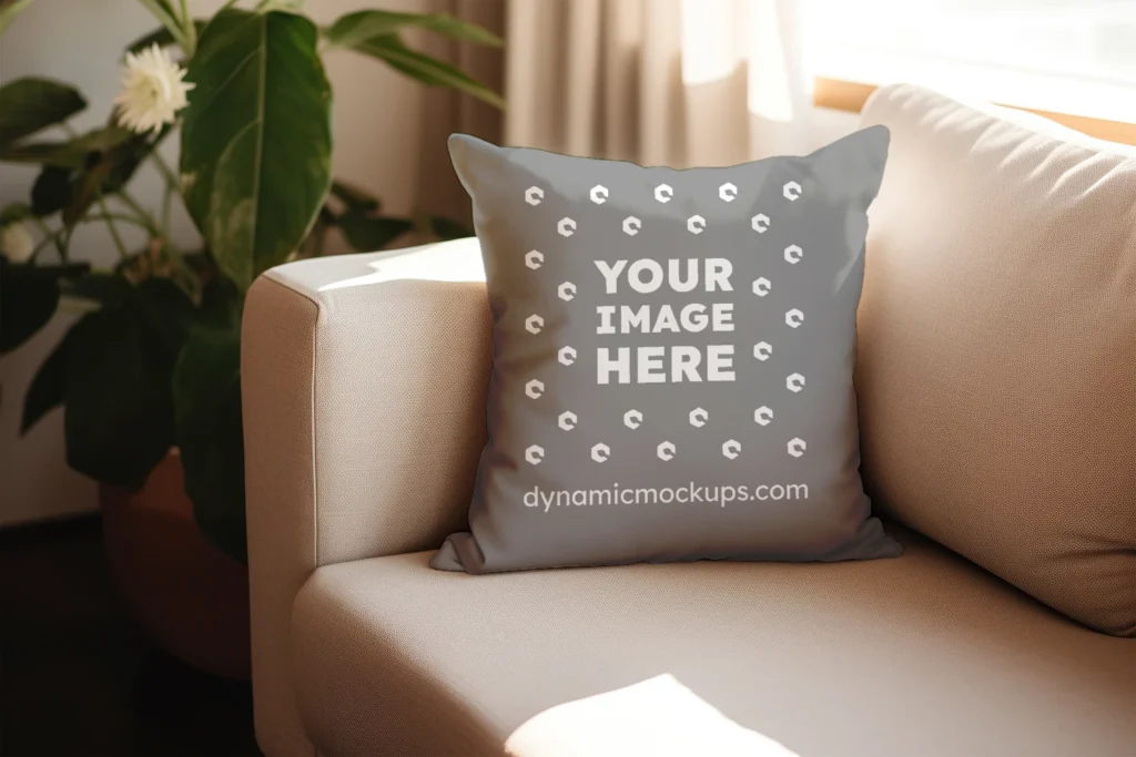 Gray Square Pillow Cover Mockup Template