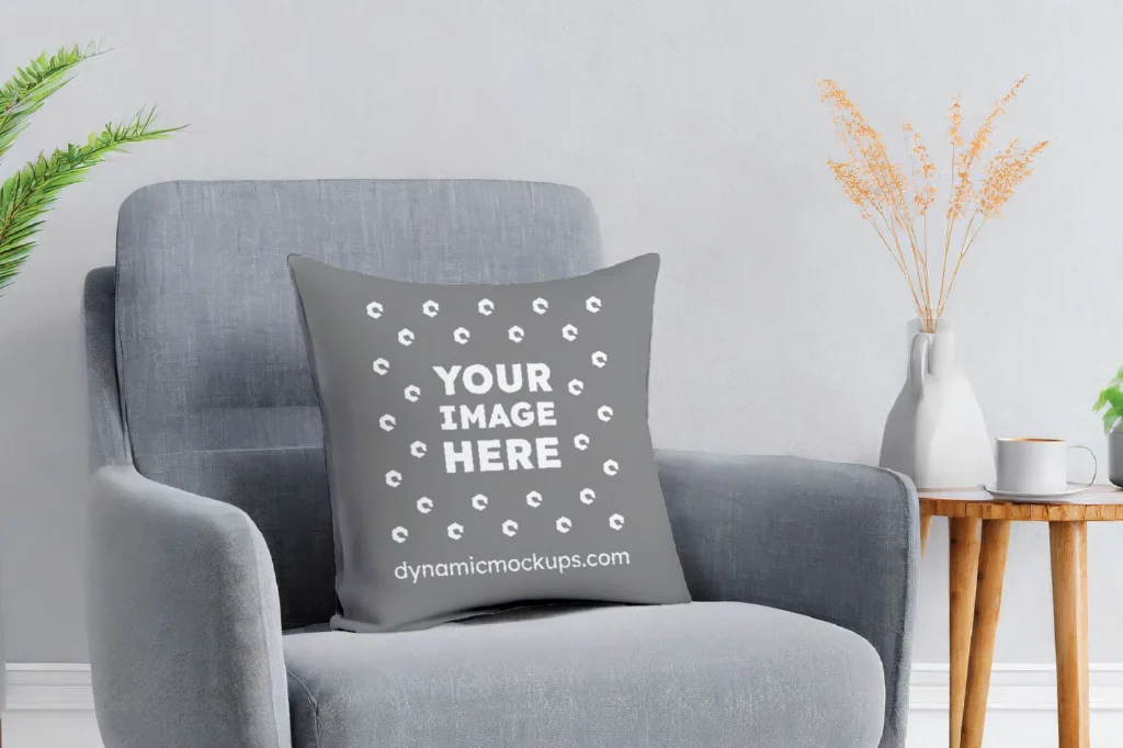 Gray Square Pillow Cover Mockup Template