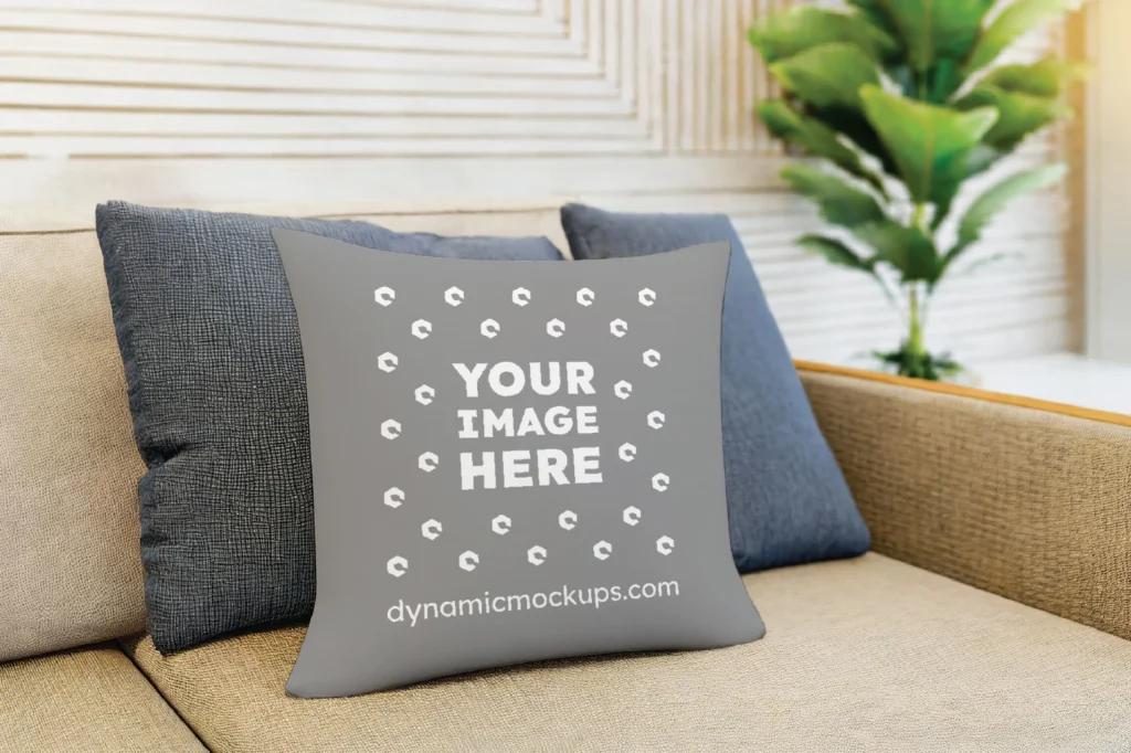 Gray Square Pillow Cover Mockup Template