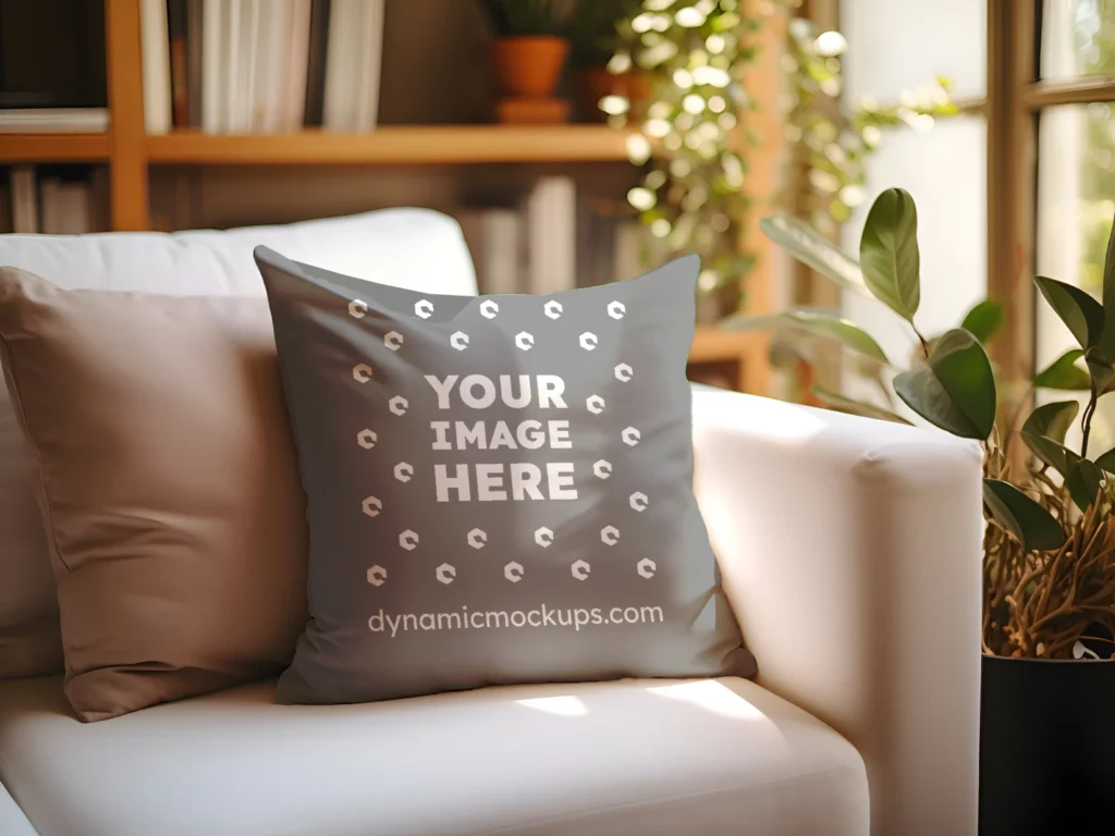 Gray Square Pillow Cover Mockup Template