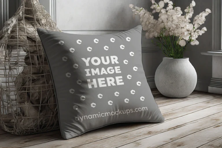 Gray Square Pillow Cover Mockup Template