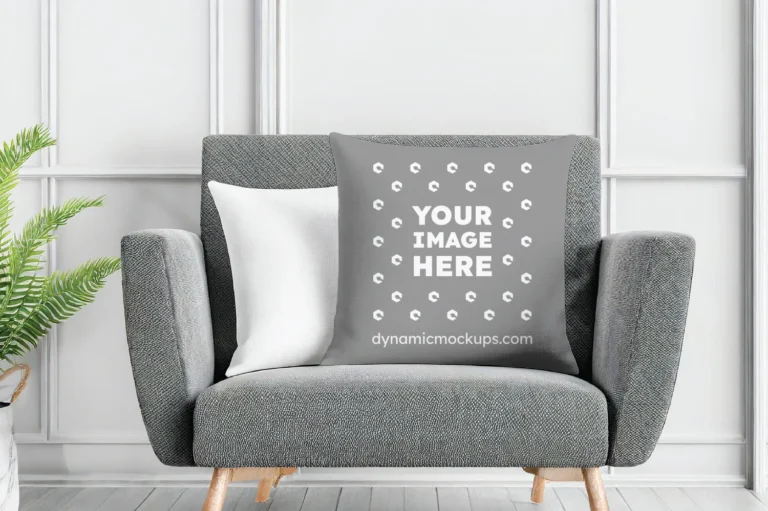 Gray Square Pillow Cover Mockup Template