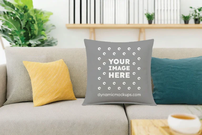 Gray Square Pillow Cover Mockup Template