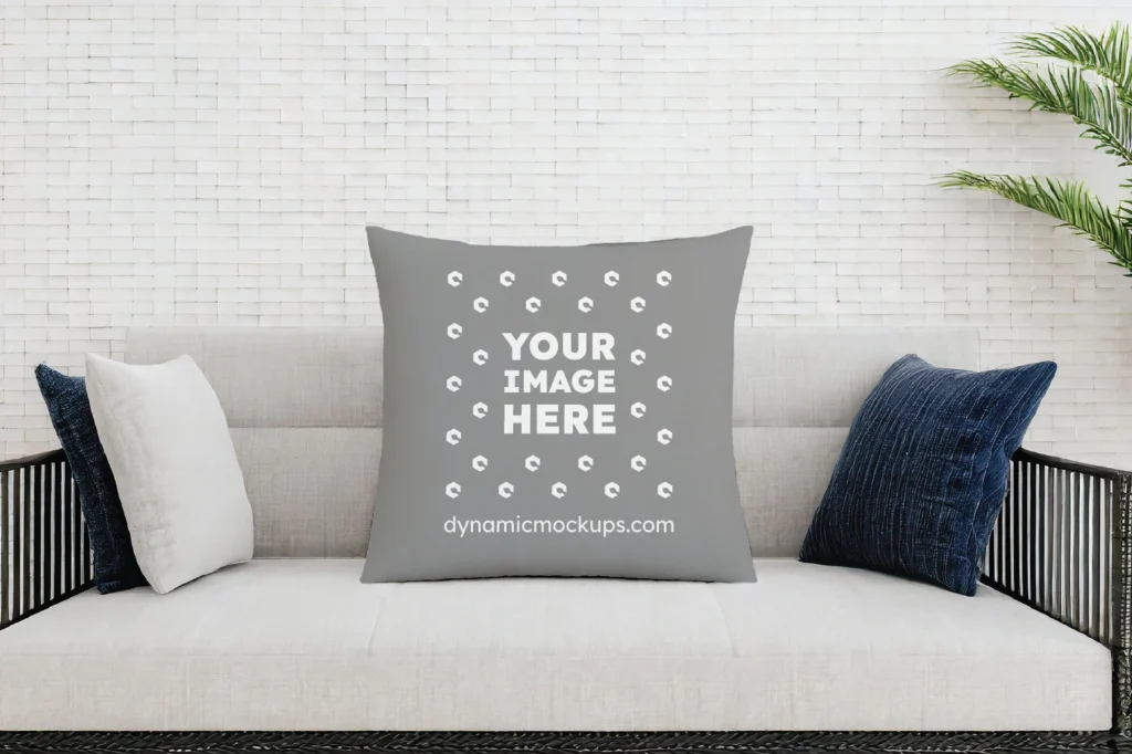 Gray Square Pillow Cover Mockup Template