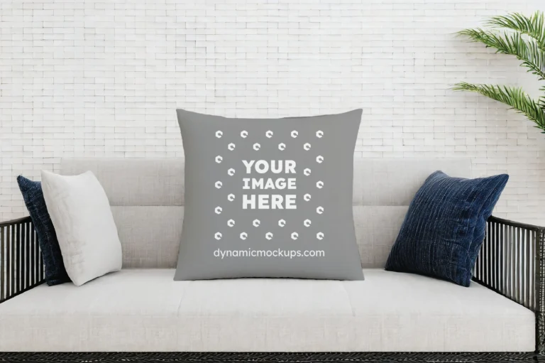 Gray Square Pillow Cover Mockup Template