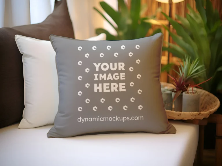 Gray Square Pillow Cover Mockup Template