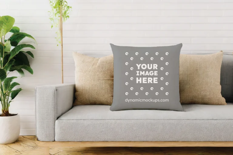 Gray Square Pillow Cover Mockup Template