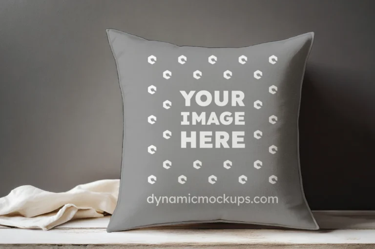 Gray Square Pillow Cover Mockup Template