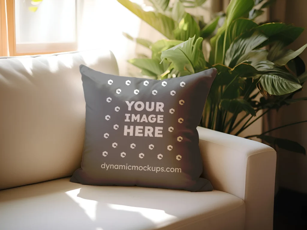 Gray Square Pillow Cover Mockup Template