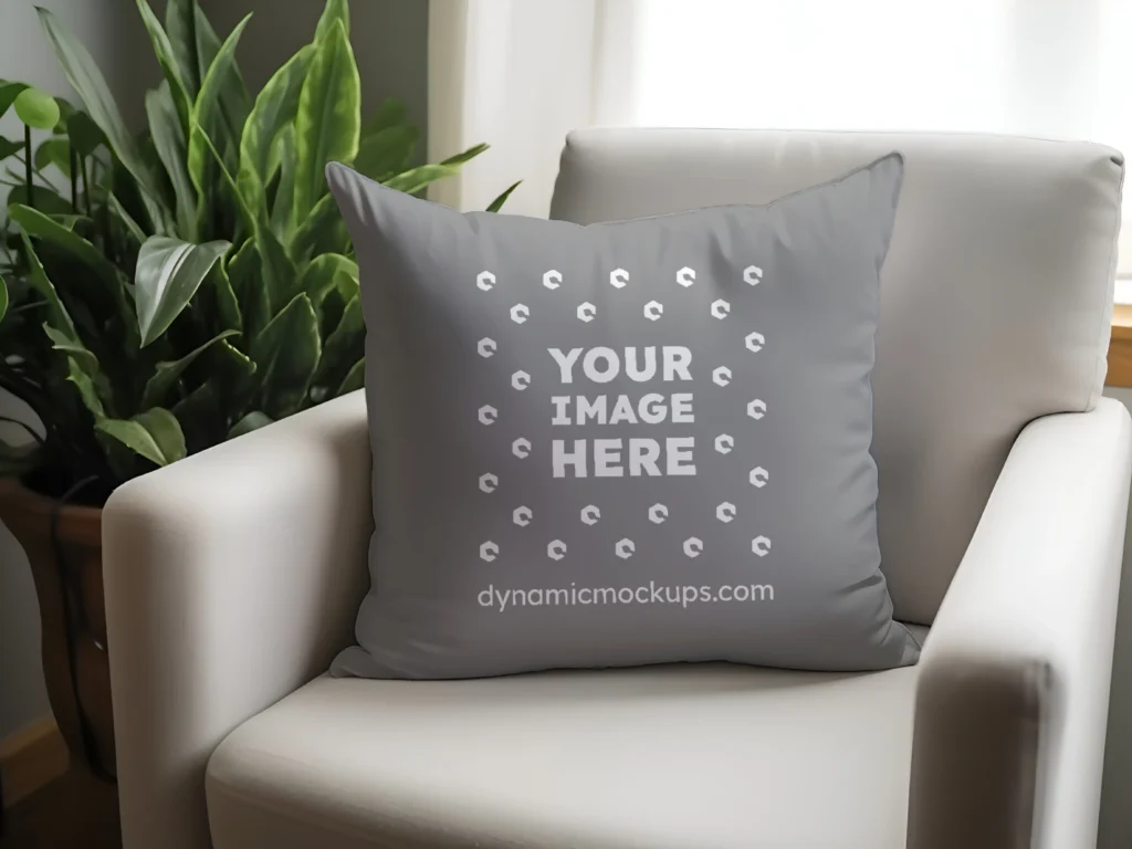 Gray Square Pillow Cover Mockup Template