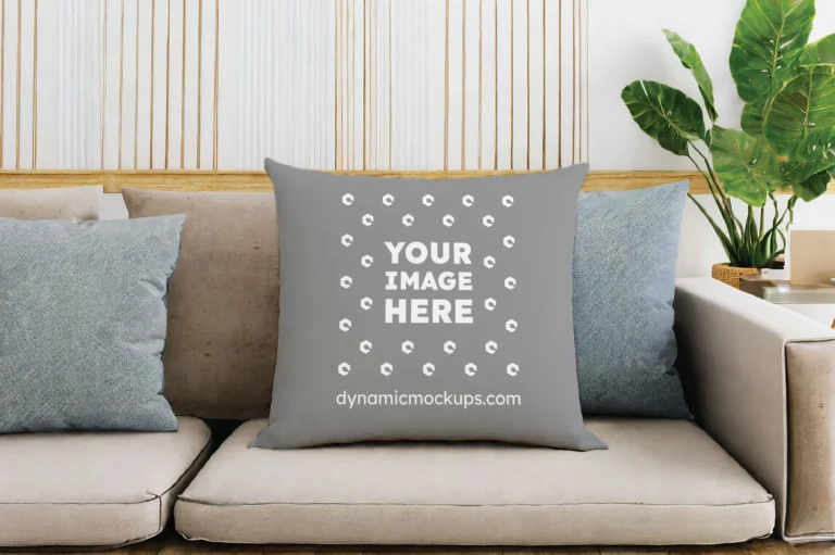 Gray Square Pillow Cover Mockup Template