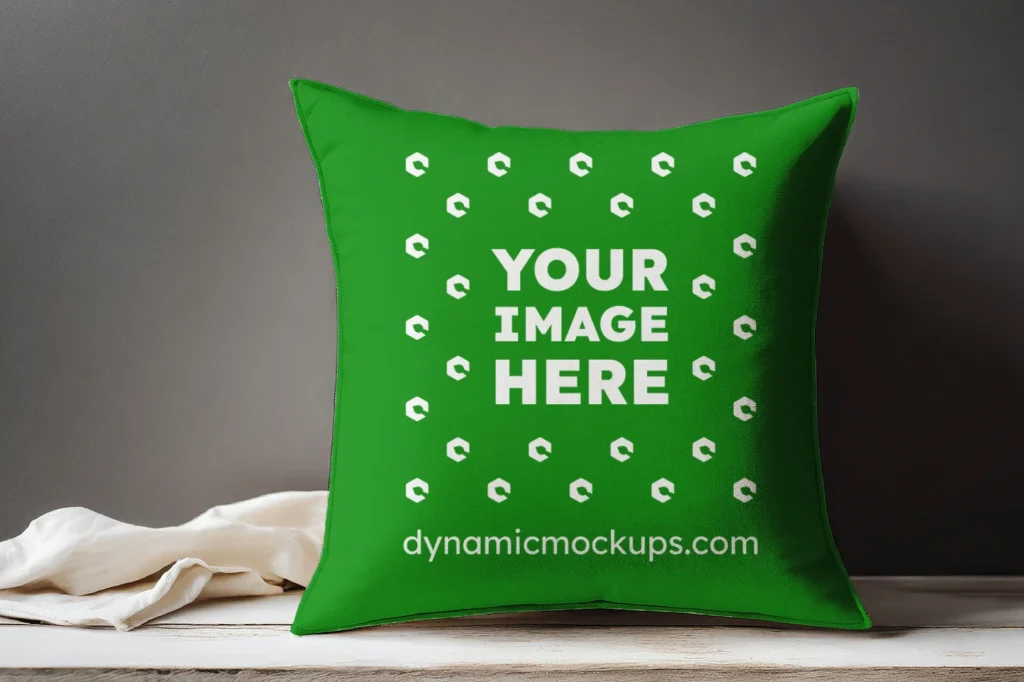 Green Square Pillow Cover Mockup Template