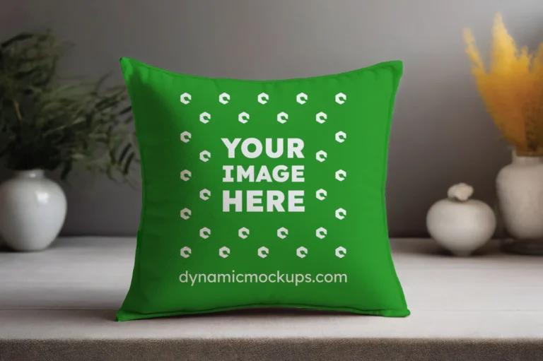 Green Square Pillow Cover Mockup Template