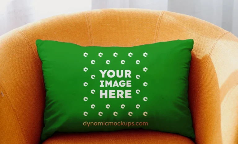 Green Square Pillow Cover Mockup Template