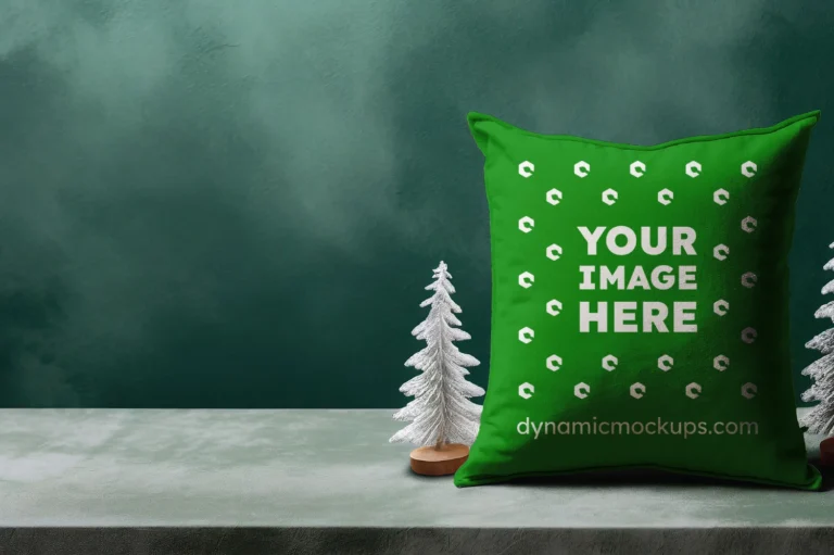 Green Square Pillow Cover Mockup Template