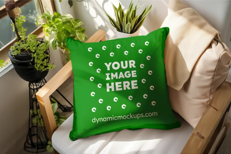 Green Square Pillow Cover Mockup Template