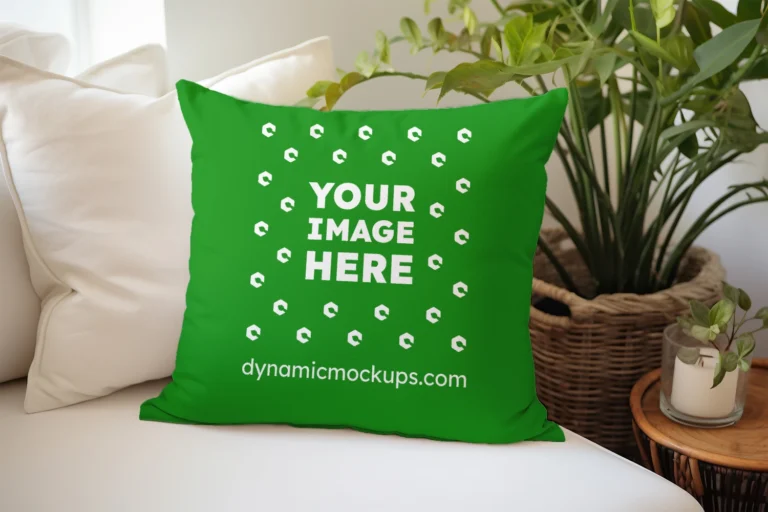 Green Square Pillow Cover Mockup Template