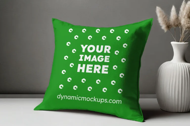 Green Square Pillow Cover Mockup Template