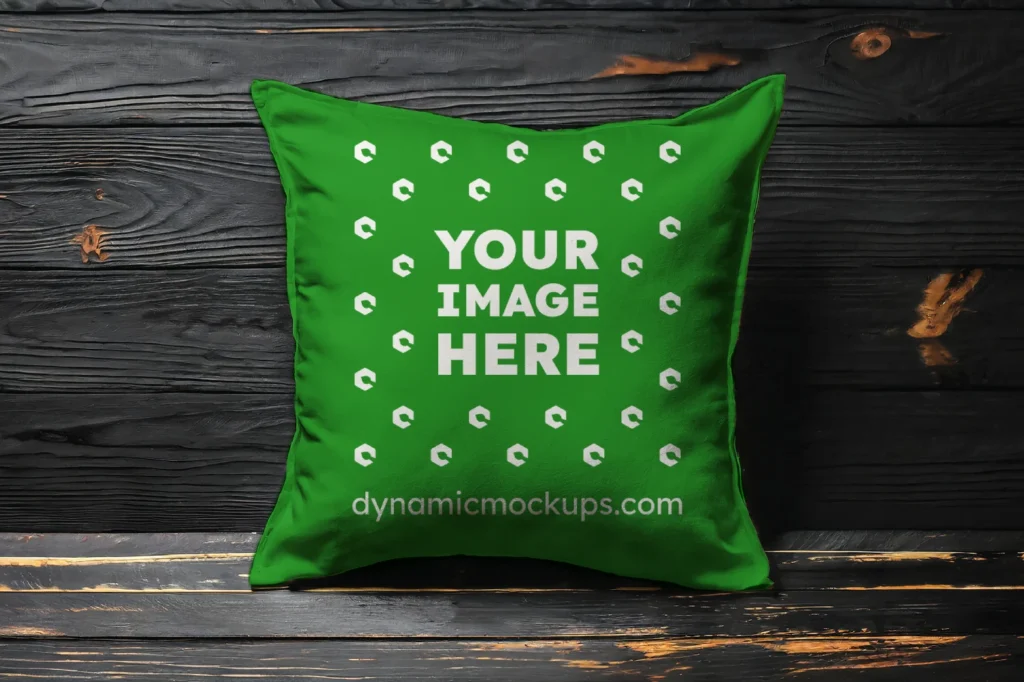 Green Square Pillow Cover Mockup Template