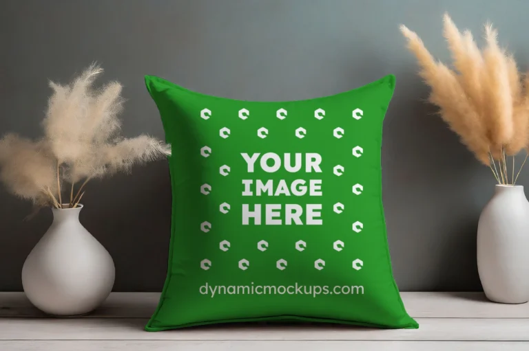 Green Square Pillow Cover Mockup Template