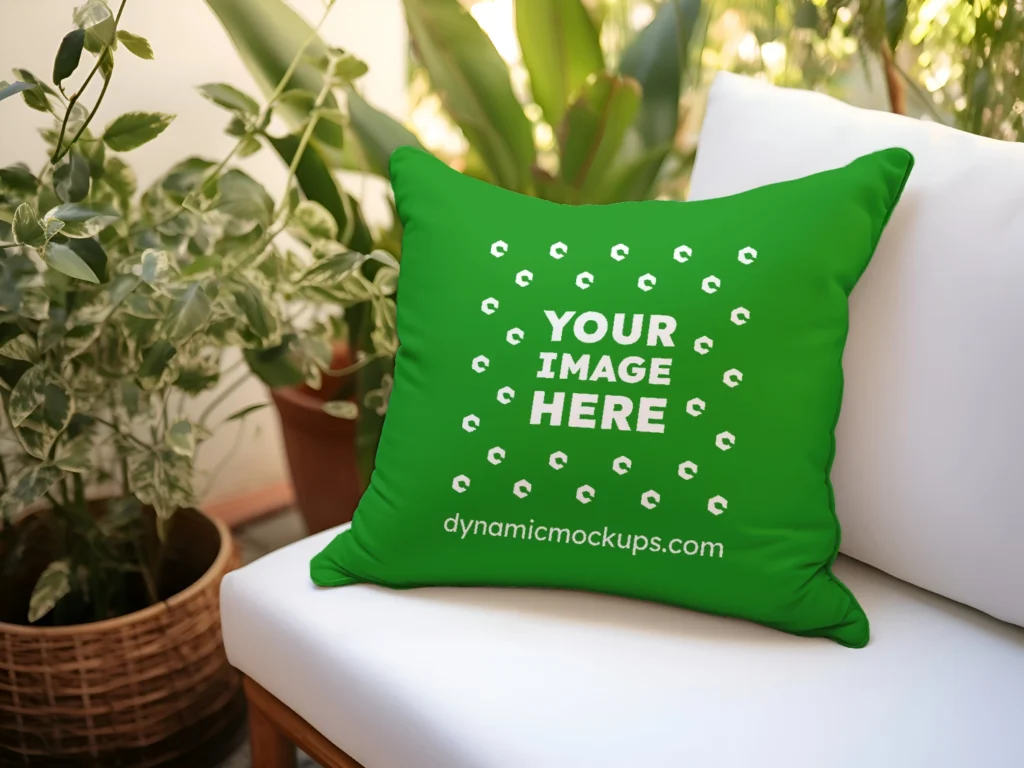 Green Square Pillow Cover Mockup Template