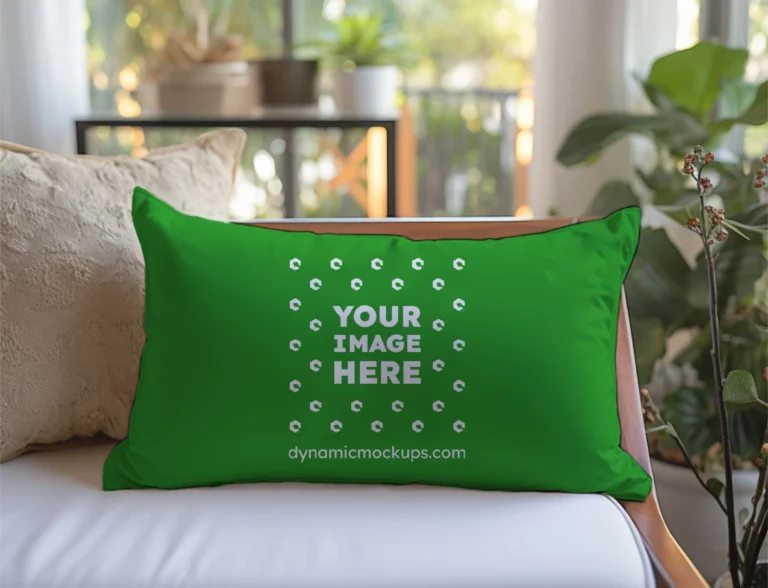 Green Square Pillow Cover Mockup Template