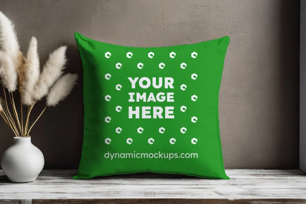 Green Square Pillow Cover Mockup Template