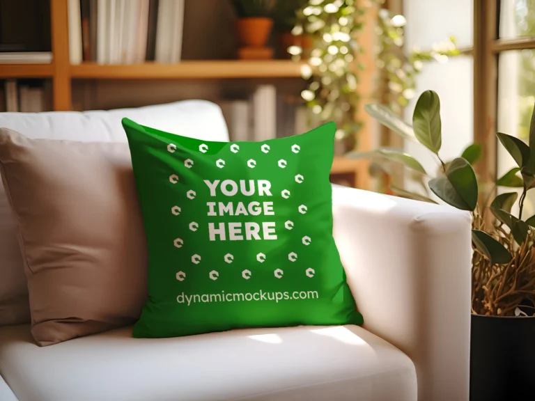 Green Square Pillow Cover Mockup Template