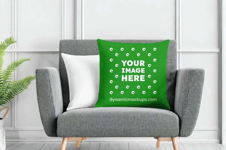 Green Square Pillow Cover Mockup Template