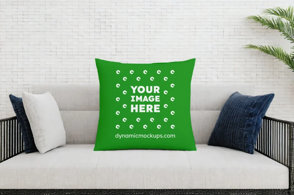 Green Square Pillow Cover Mockup Template