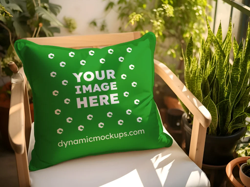 Green Square Pillow Cover Mockup Template