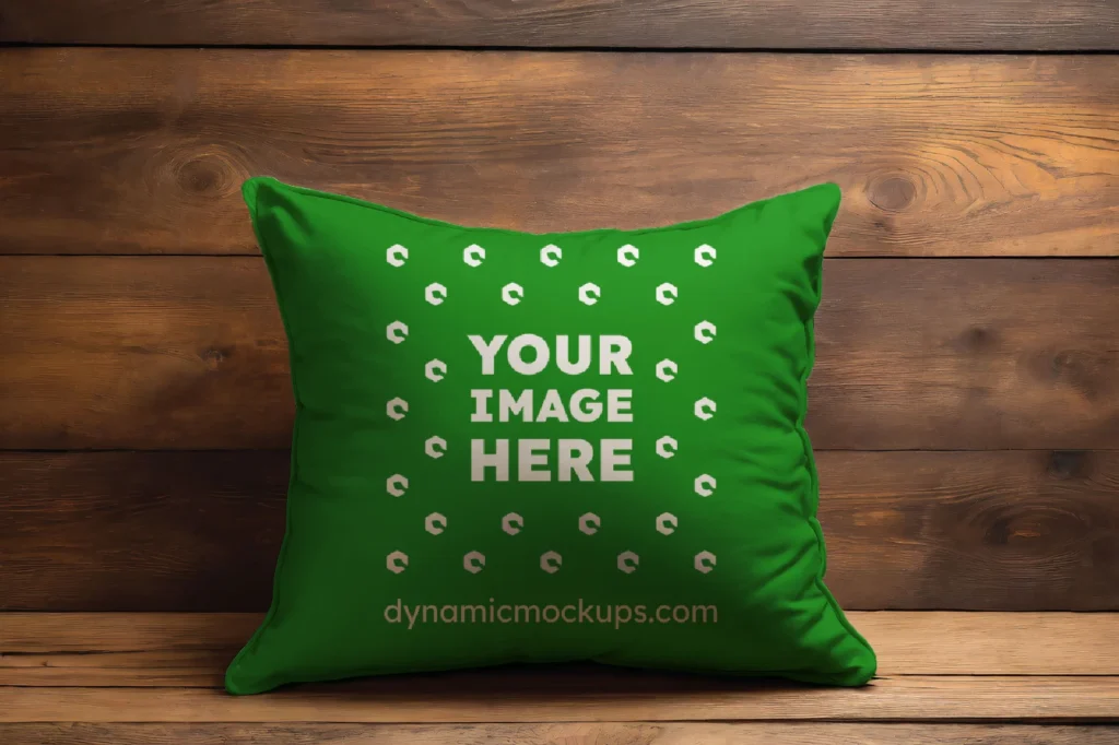 Green Square Pillow Cover Mockup Template