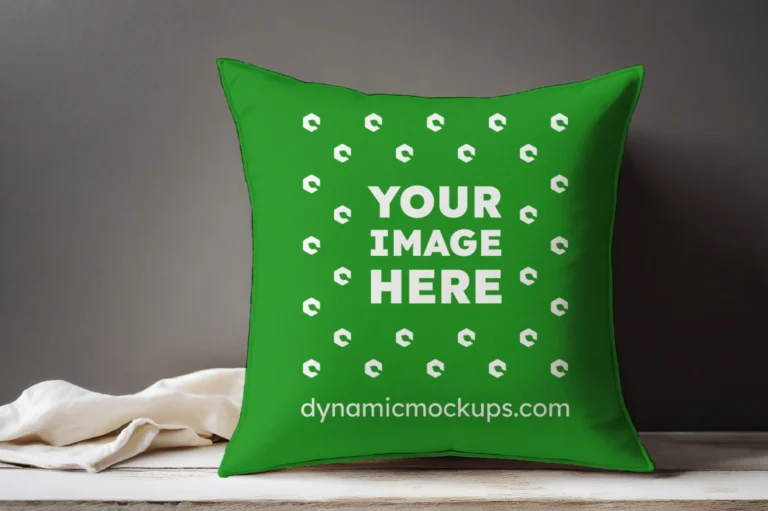 Green Square Pillow Cover Mockup Template