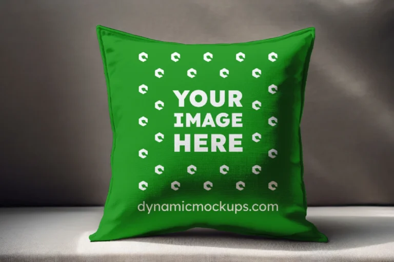 Green Square Pillow Cover Mockup Template