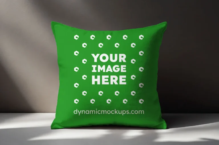 Green Square Pillow Cover Mockup Template