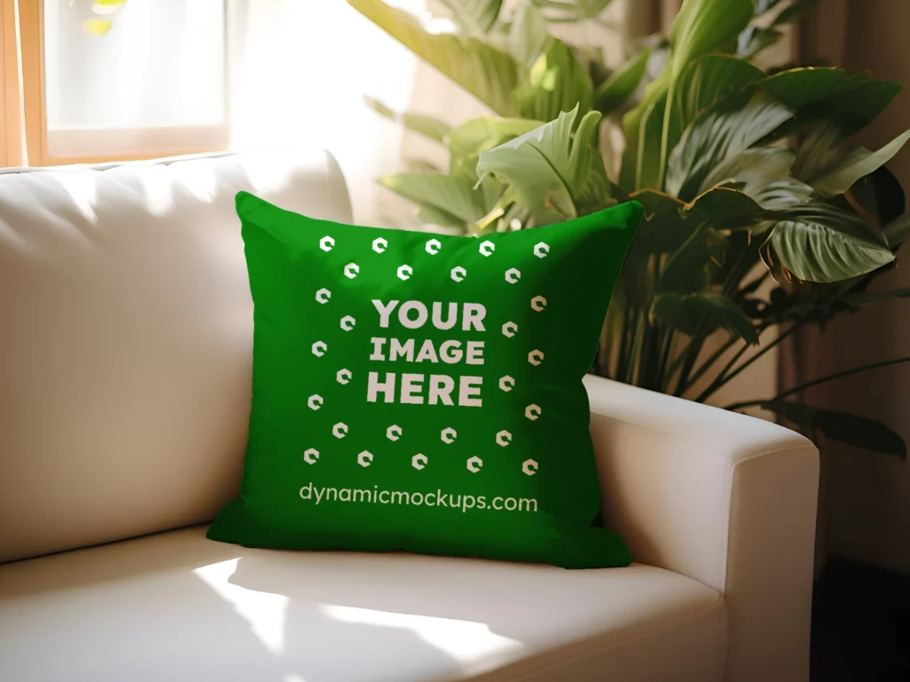 Green Square Pillow Cover Mockup Template