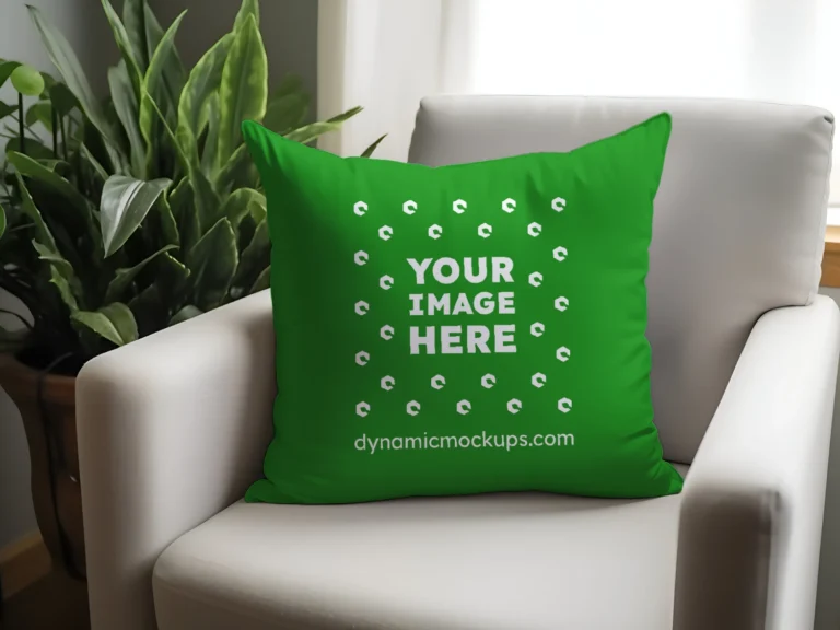 Green Square Pillow Cover Mockup Template