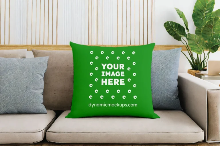 Green Square Pillow Cover Mockup Template