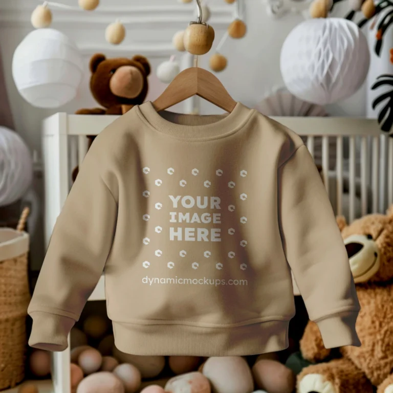 Hanging Beige Sweatshirt Mockup Front View Template