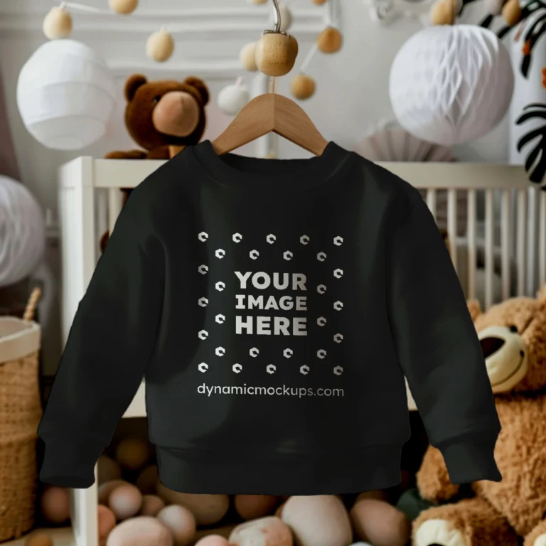 Hanging Black Sweatshirt Mockup Front View Template