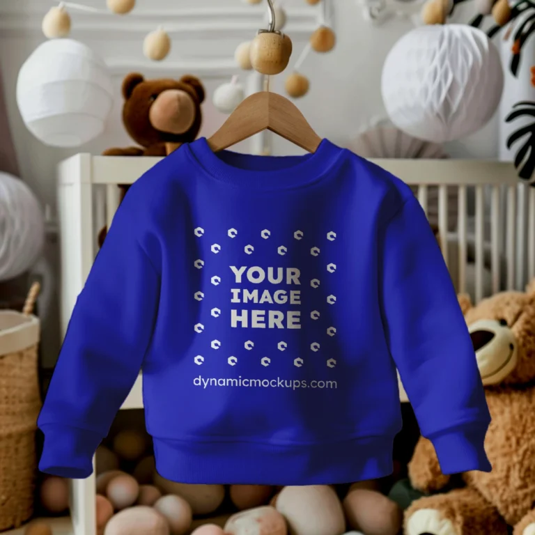 Hanging Blue Sweatshirt Mockup Front View Template