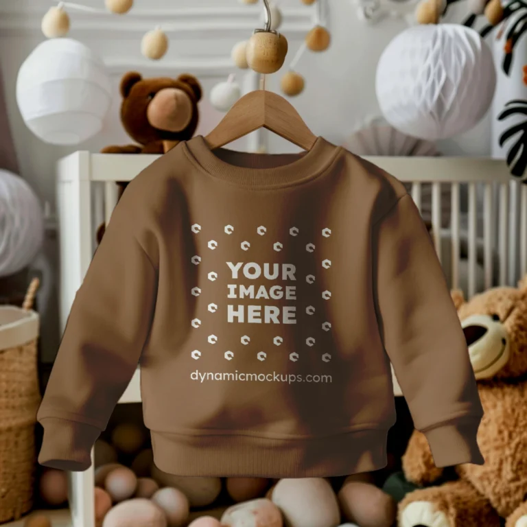 Hanging Brown Sweatshirt Mockup Front View Template