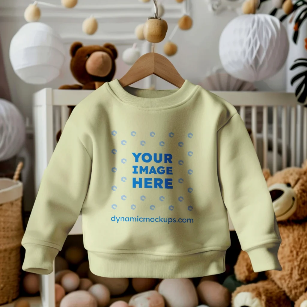 Hanging Cream Sweatshirt Mockup Front View Template